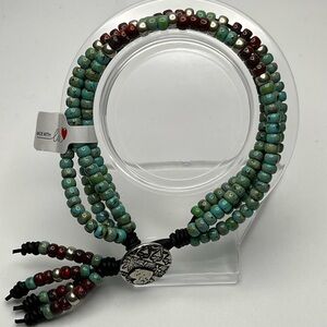 Handmade 4 Strand Barrel Knot Leather Wrap Bracelet with Button Closure